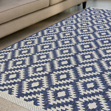 Load image into Gallery viewer, Navy Blue Weatherproof Geometric Outdoor Rug - Compass