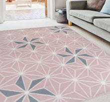 Load image into Gallery viewer, Retro Pink and Grey Geometric Living Room Rugs - Islay