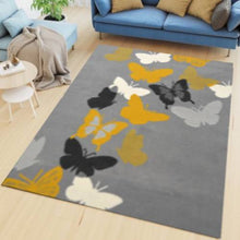 Load image into Gallery viewer, Grey and Ochre Butterfly Print Living Room Rugs - Islay