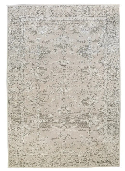 Classic Distressed Traditional Cream Living Room Rugs - Islay