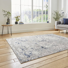 Load image into Gallery viewer, Navy and Grey Metallic Abstract Living Room Rug - Lunar