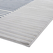 Load image into Gallery viewer, Navy and Grey Striped Metallic Area Rug - Lunar