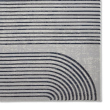 Load image into Gallery viewer, Navy and Grey Metallic Swirl Area Rug - Lunar
