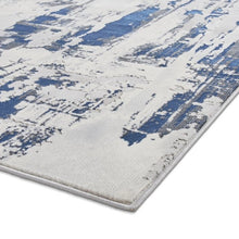 Load image into Gallery viewer, Navy and Grey Abstract Metallic Area Rug - Lunar