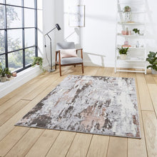 Load image into Gallery viewer, Rose Pink and Grey Metallic Abstract Rug - Lunar