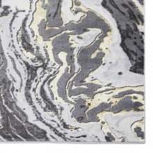 Load image into Gallery viewer, Grey and Gold Modern Metallic Marble Rug - Lunar