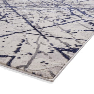 Blue and Silver Abstract Metallic Area Rug - Howth