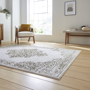 Gold Timeless Metallic Traditional Rug - Howth