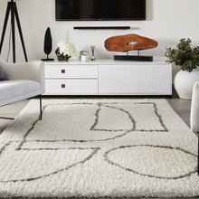 Load image into Gallery viewer, White and Grey Microfibre Picasso Area Rug - Artisan