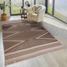 Load image into Gallery viewer, Natural Tribal Fringed Cotton Flatweave Rug - Azteca