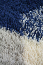Load image into Gallery viewer, Navy and Grey Hexagon Microfibre Shaggy Rug - Brae