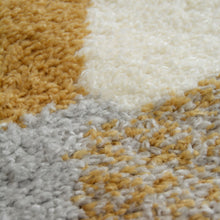 Load image into Gallery viewer, Yellow and Grey Hexagon Microfibre Shaggy Rug - Brae