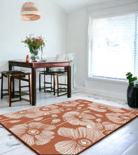 Load image into Gallery viewer, Orange Washable Floral Indoor Outdoor Rug - Capri