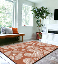 Load image into Gallery viewer, Orange Washable Floral Indoor Outdoor Rug - Capri