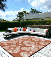 Load image into Gallery viewer, Orange Washable Floral Indoor Outdoor Rug - Capri