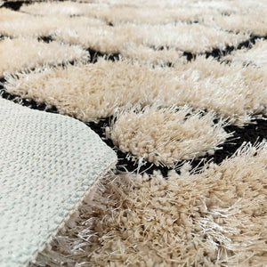 Beige Carved Non Slip Latex Washable Shaggy Rug - Smart