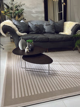 Load image into Gallery viewer, Natural Bordered Striped Living Room Rug - Belgrade