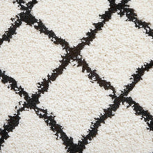 Load image into Gallery viewer, White and Black Trellis Shaggy Rug -  Boho