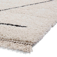 Load image into Gallery viewer, White and Black Art Deco Shaggy Rug -  Boho
