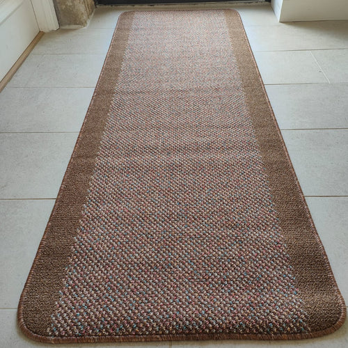 Brown Bordered Non Slip And Washable Kitchen Mats - Barrier
