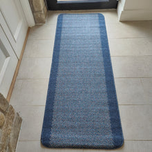 Load image into Gallery viewer, Blue Bordered Non Slip And Washable Kitchen Mats - Barrier