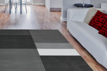 Load image into Gallery viewer, Grey and Black Carved Geometric Blocks Rug - Daytona