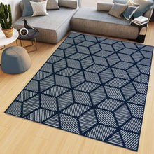 Load image into Gallery viewer, Navy Blue Hexagon Design Living Room Rug - Islay