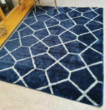 Load image into Gallery viewer, Navy Non Slip Latex Washable Shaggy Rug - Smart