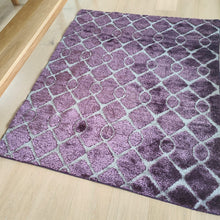 Load image into Gallery viewer, Purple Geometric Non Slip Latex Washable Shaggy Rug - Smart