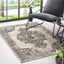 Load image into Gallery viewer, Grey and Black Quality Medallion Rug - Saville