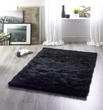 Load image into Gallery viewer, Deep Black 4.5cm Shaggy Rug - Shimmer
