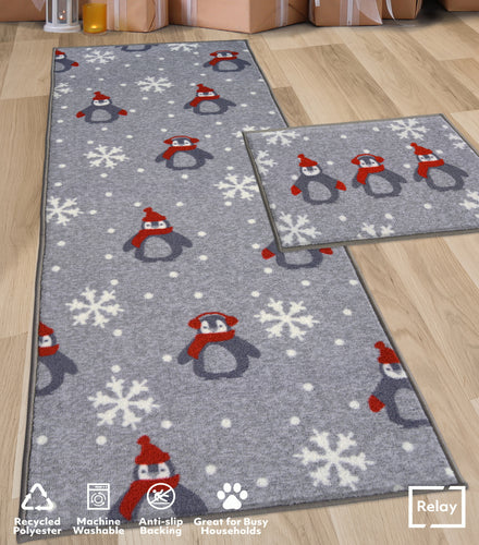 Penguin Christmas Runner & Doormat Set - Deco