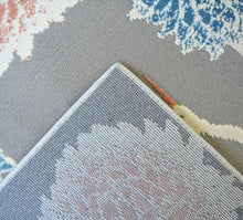 Load image into Gallery viewer, Grey with Red and Blue Bird Print Designer Area Rug - Dorsey