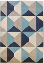 Load image into Gallery viewer, Teal Blue &amp; Grey Geometric Flatweave Rug - Ballina