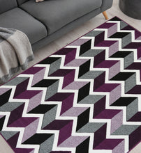 Load image into Gallery viewer, Purple Chevron Print Living Room Rug - Islay