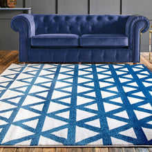 Load image into Gallery viewer, Blue and White Ombre Geometric Flatweave Rug - Memphis