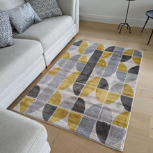 Load image into Gallery viewer, Yellow and Grey Geometric Flatweave Rug - Memphis