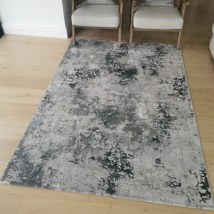 Emerald Green and Grey Abstract Rug - Tronso
