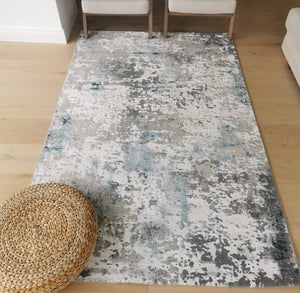 Navy and Grey Abstract Rug - Tronso