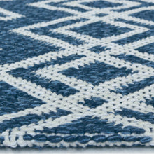 Load image into Gallery viewer, Blue Aztec Recycled Cotton Living Room Rug - Regen