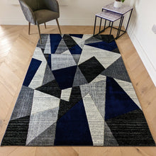Load image into Gallery viewer, Navy Blue Geometric Rug