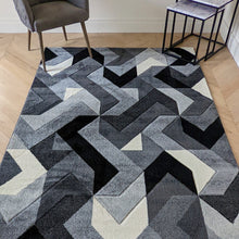 Load image into Gallery viewer, Monochrome Grey Zig Zag Rug - Boston