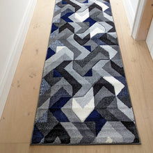 Load image into Gallery viewer, Navy and Grey Arrow Geometric Rug - Boston