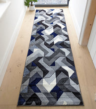 Load image into Gallery viewer, Navy and Grey Arrow Geometric Rug - Boston