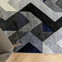 Load image into Gallery viewer, Navy and Grey Arrow Geometric Rug - Boston