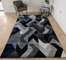 Load image into Gallery viewer, Navy and Grey Arrow Geometric Rug - Boston