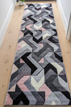 Load image into Gallery viewer, Blush Pink Modern Herringbone Runner Rug - Boston