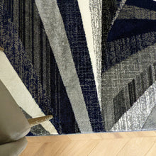 Load image into Gallery viewer, Navy Blue Splinter Geometric Living Room Rug - Boston