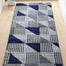 Load image into Gallery viewer, Navy Blue Long Geo Hall Runner Rug - Boston