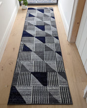 Load image into Gallery viewer, Navy Blue Long Geo Hall Runner Rug - Boston